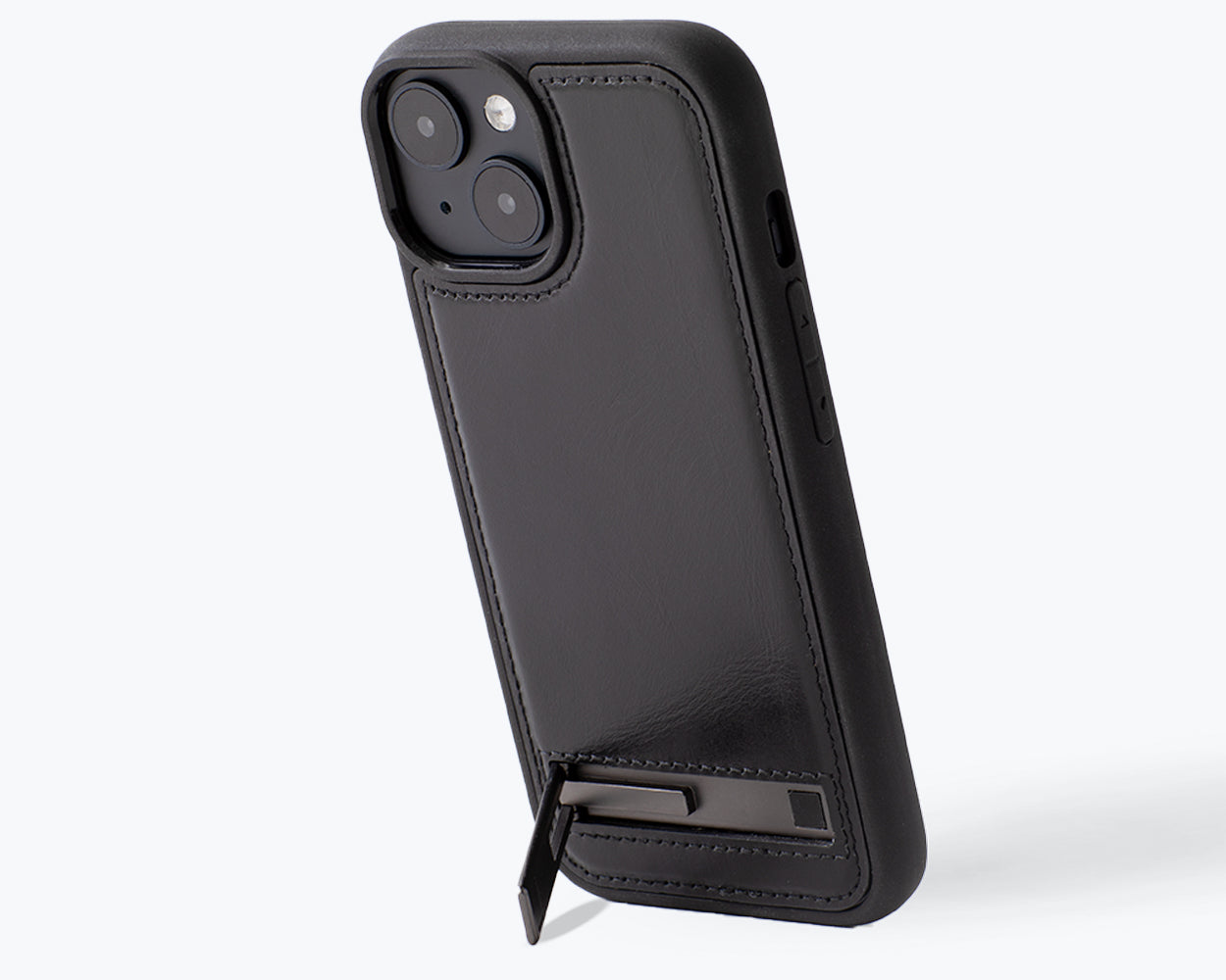 black leather iphone 15 case