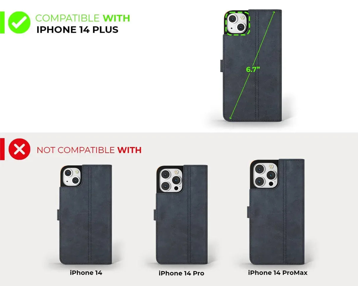 Snakehive UK Vintage Wallet Apple iPhone 14 Plus - Vintage Leather Wallet Phone Case Vintage Leather Wallet Case for Apple iPhone 14 Plus