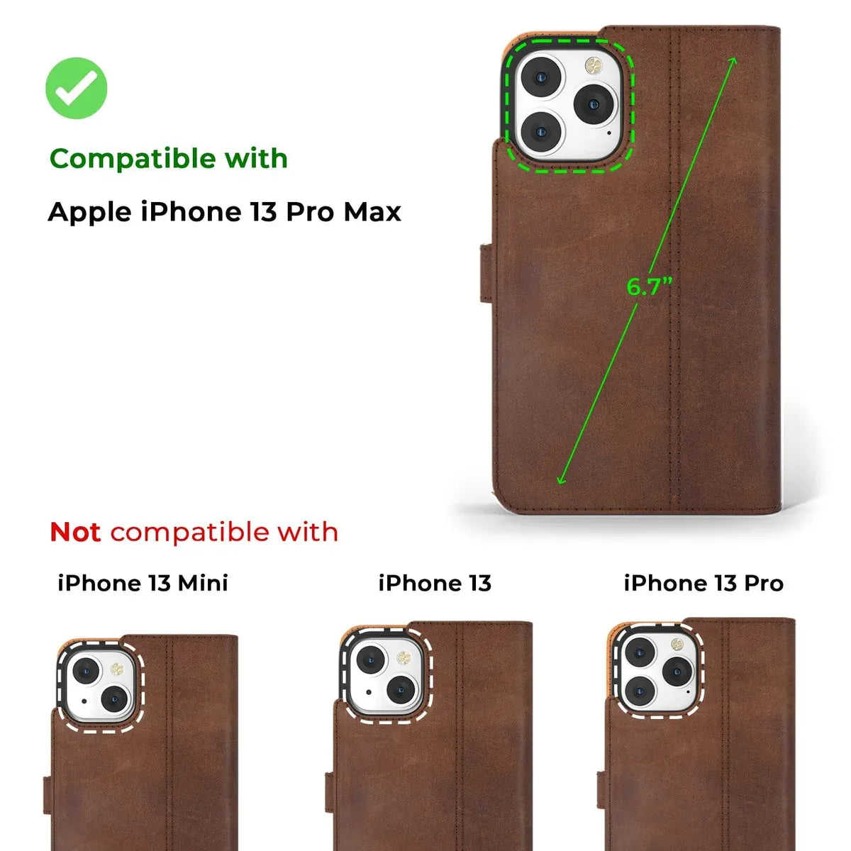 Snakehive UK Vintage Wallet Apple iPhone 13 Pro Max - Vintage Leather Wallet Phone Case Vintage Leather Wallet Case for Apple iPhone 13 Pro Max