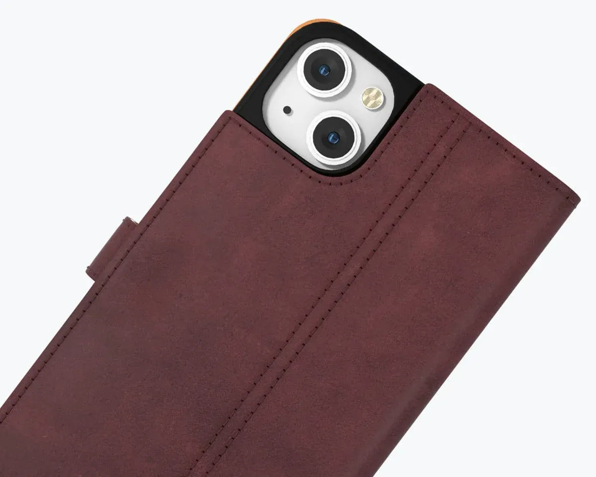 Snakehive UK Vintage Wallet Apple iPhone 14 - Vintage Leather Wallet Phone Case Vintage Leather Wallet Case for Apple iPhone 14