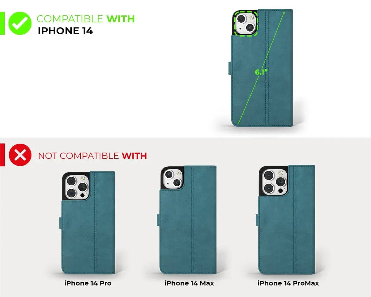 Snakehive UK Vintage Wallet Apple iPhone 14 - Vintage Leather Wallet Phone Case Vintage Leather Wallet Case for Apple iPhone 14