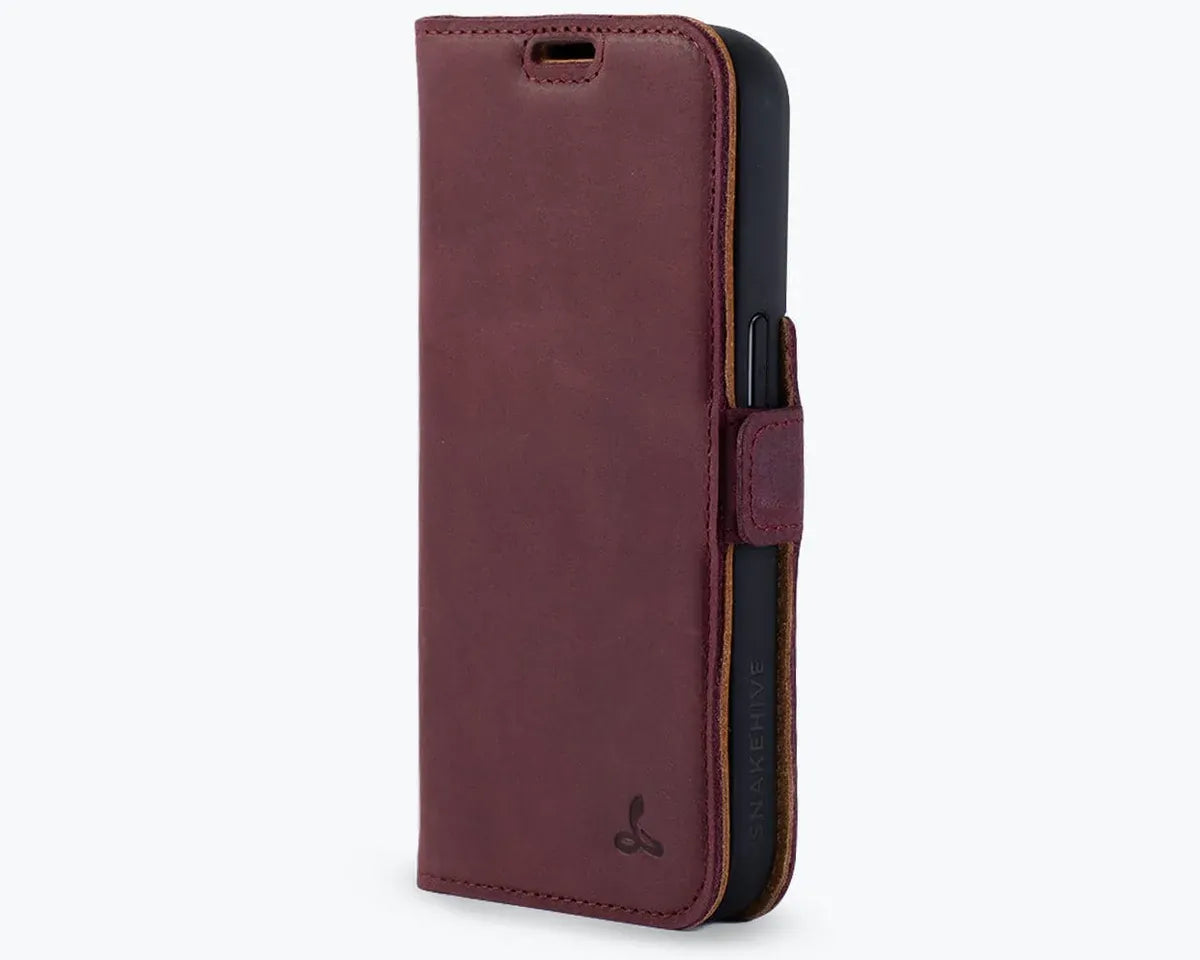 Snakehive Vintage Wallet Apple iPhone 15 Pro - Vintage Leather Wallet Phone Case (Side Clasp) Vintage Leather Wallet Case (Clasp) for Apple i15 Pro
