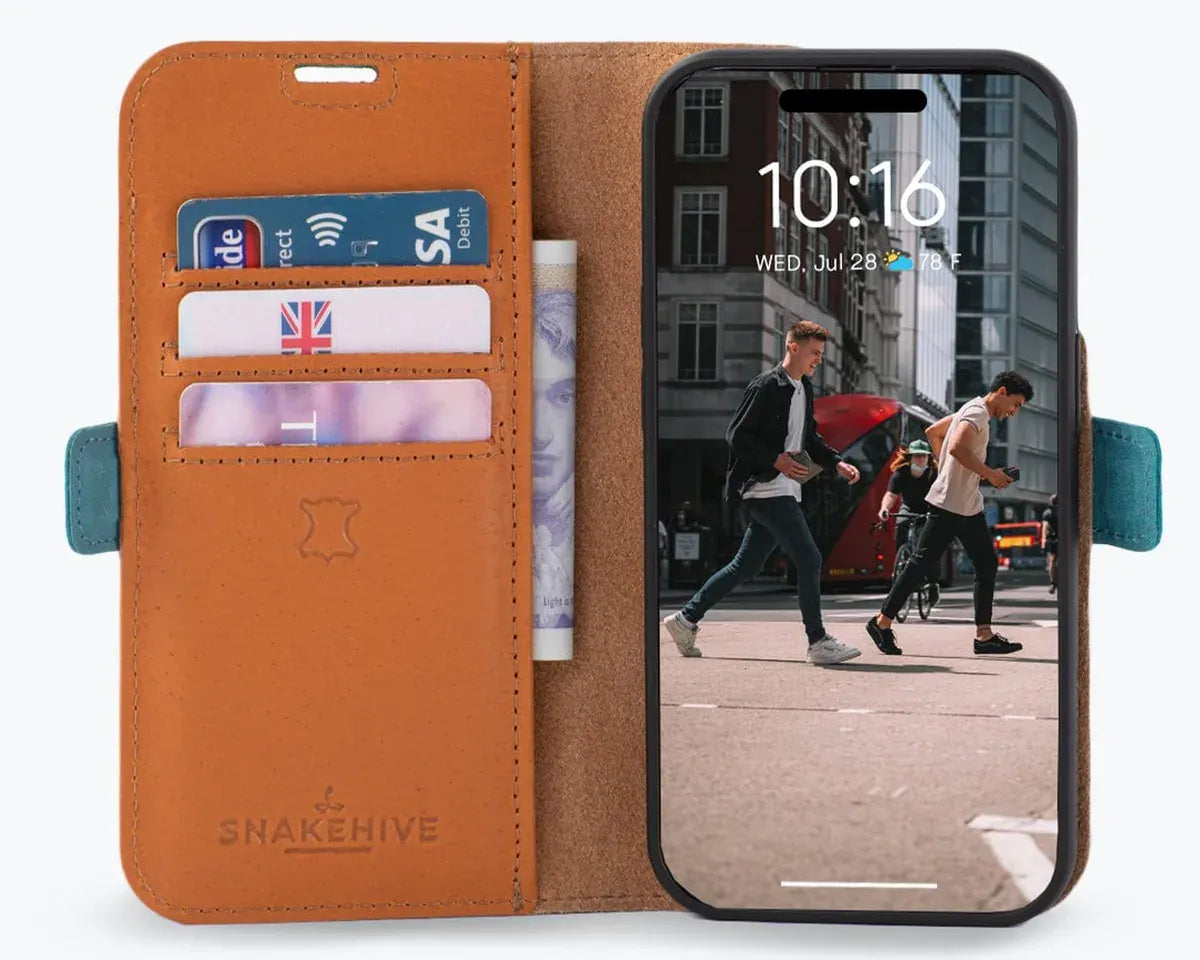 Snakehive Vintage Wallet Apple iPhone 15 Pro - Vintage Leather Wallet Phone Case (Side Clasp) Vintage Leather Wallet Case (Clasp) for Apple i15 Pro