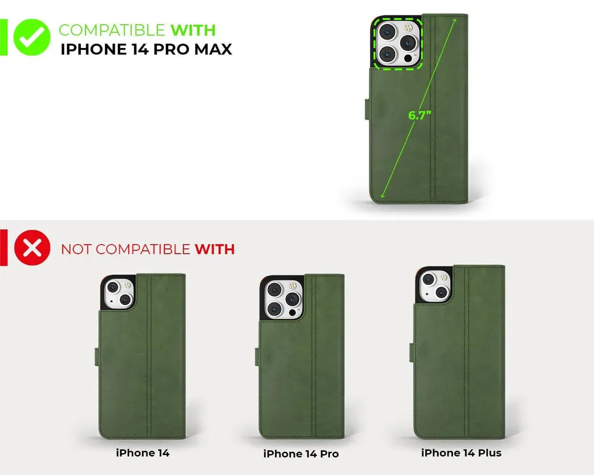 Snakehive UK Vintage Wallet Apple iPhone 14 Pro Max - Vintage Leather Wallet Phone Case Vintage Leather Wallet Case for Apple iPhone 14 Pro Max