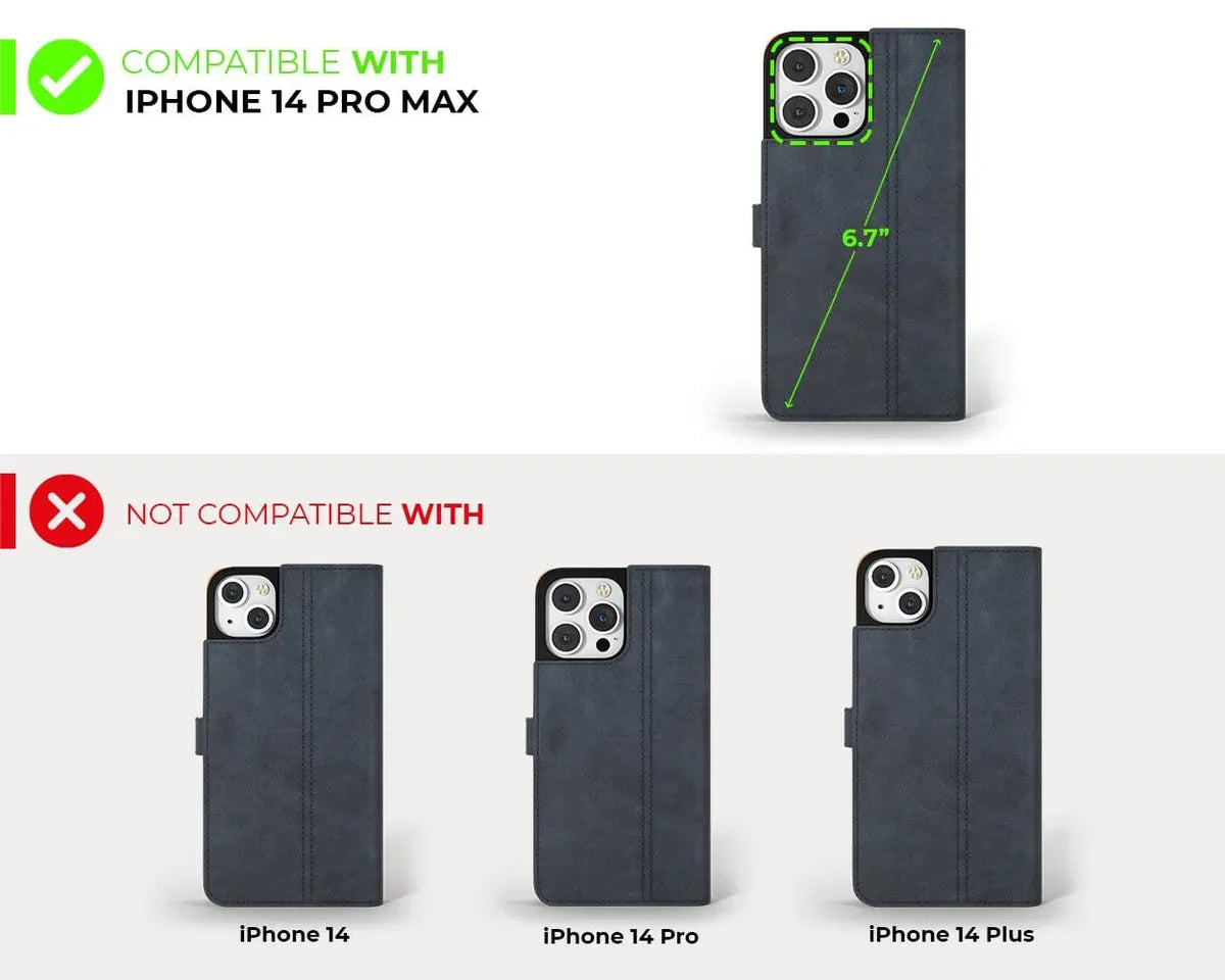 Snakehive UK Vintage Wallet Apple iPhone 14 Pro Max - Vintage Leather Wallet Phone Case Vintage Leather Wallet Case for Apple iPhone 14 Pro Max
