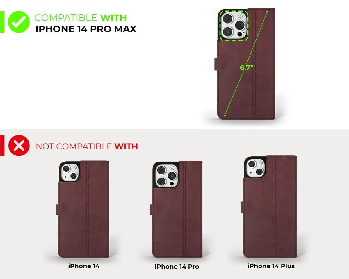 Snakehive UK Vintage Wallet Apple iPhone 14 Pro Max - Vintage Leather Wallet Phone Case Vintage Leather Wallet Case for Apple iPhone 14 Pro Max