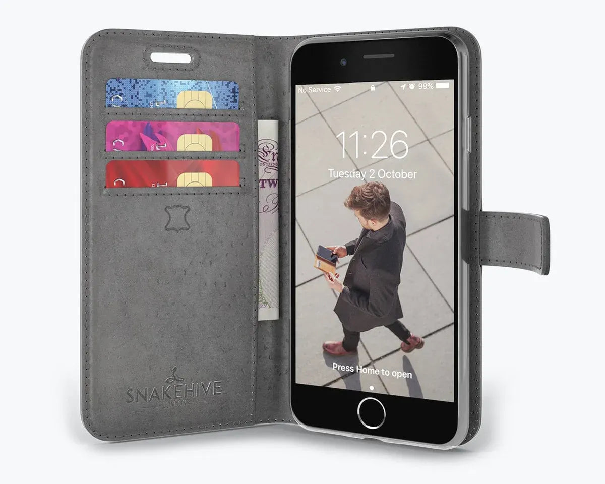 Snakehive UK Vintage Wallet Apple iPhone SE (2020) / SE (2022) - Vintage Leather Wallet Phone Case Vintage Leather Wallet Case for Apple iPhone SE