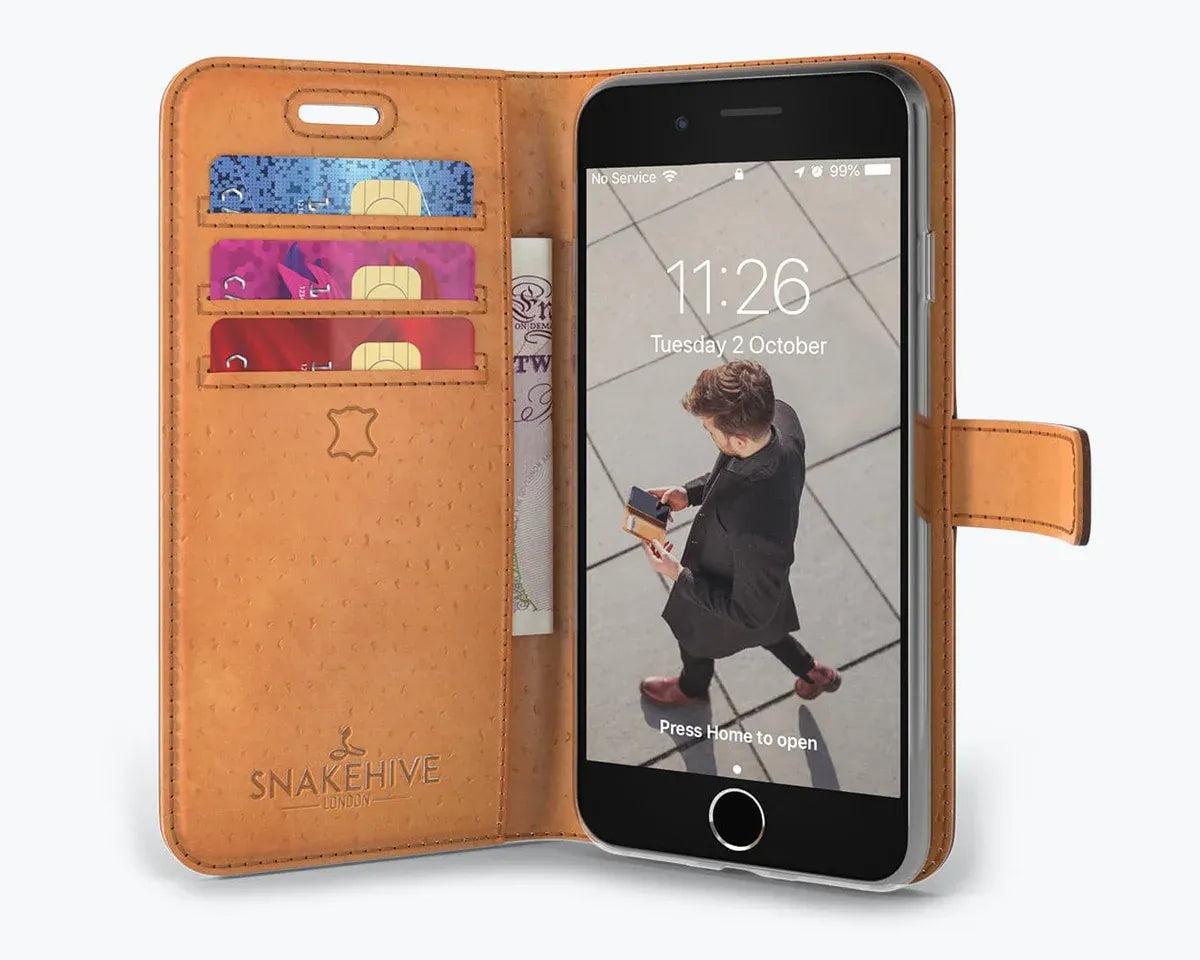 Snakehive UK Vintage Wallet Apple iPhone SE (2020) / SE (2022) - Vintage Leather Wallet Phone Case Vintage Leather Wallet Case for Apple iPhone SE