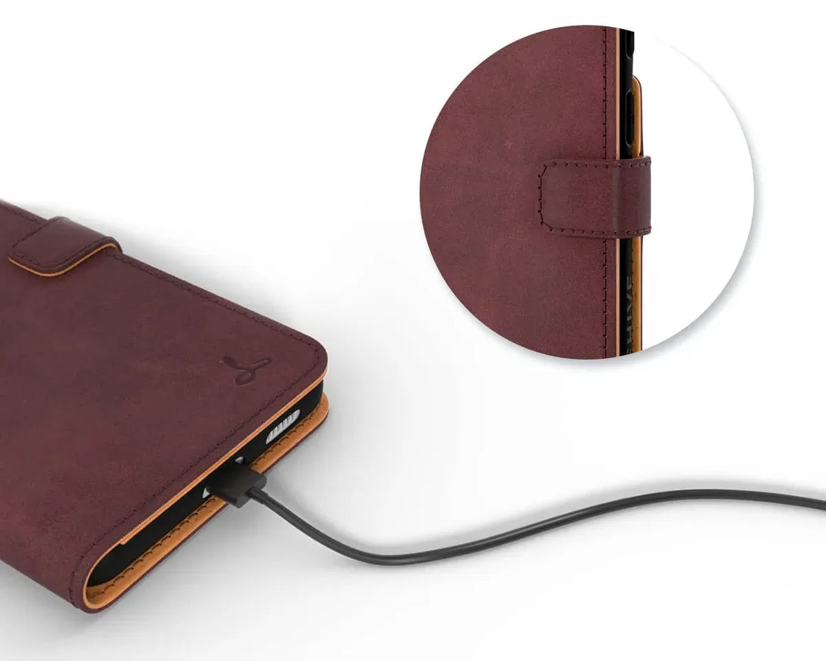 Snakehive UK Vintage Wallet Samsung Galaxy S21 FE - Vintage Leather Wallet Phone Case Vintage Leather Wallet Case for Samsung Galaxy S21 FE