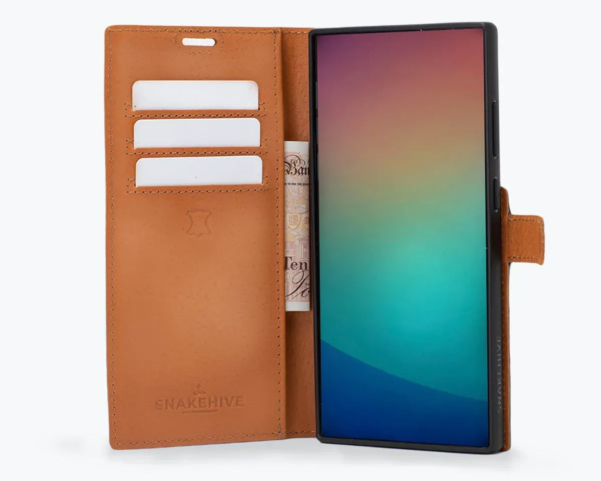 Snakehive UK Vintage Wallet Samsung Galaxy S23 Ultra - Vintage Leather Wallet Phone Case Vintage Leather Wallet Case for Samsung Galaxy S23 Ultra