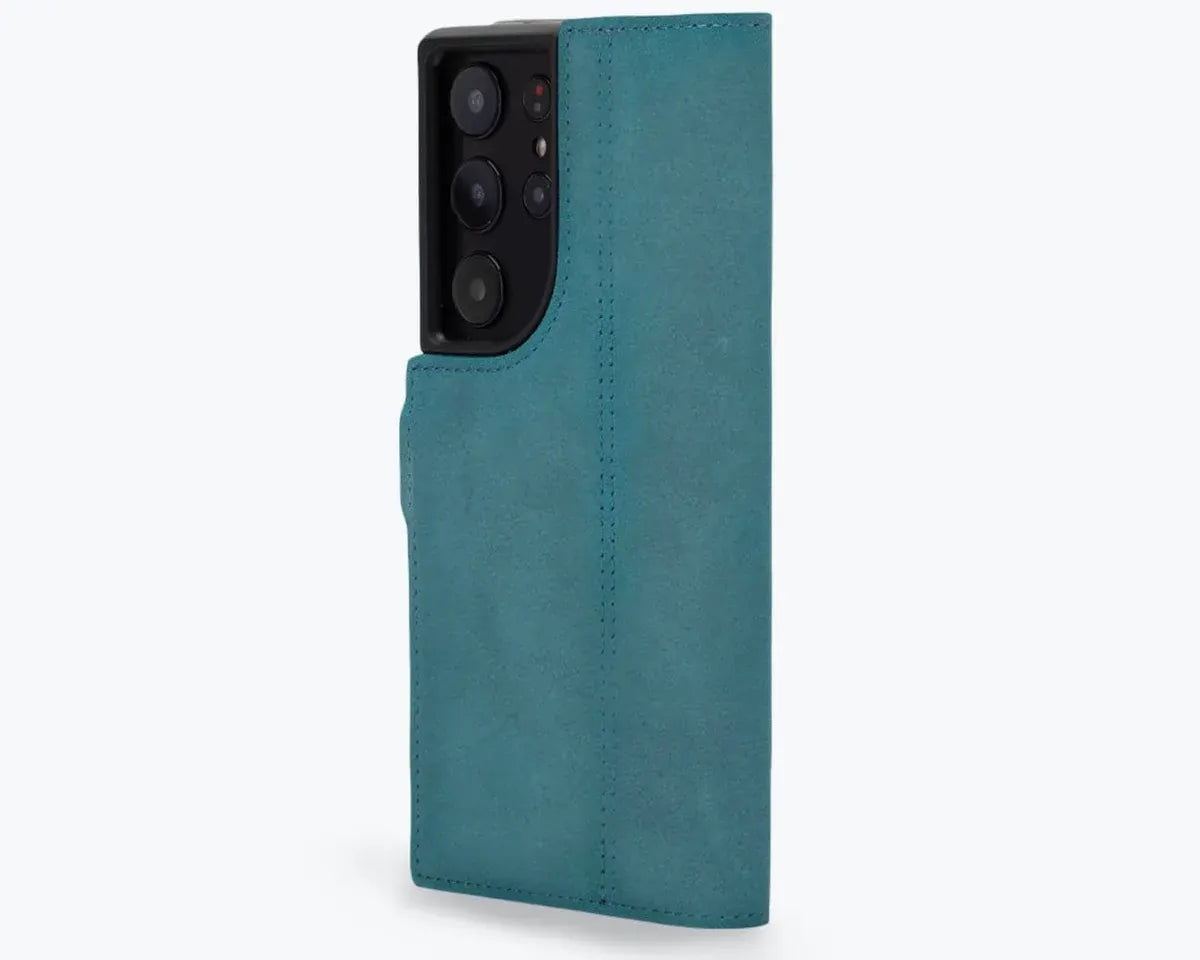 Snakehive UK Vintage Wallet Samsung Galaxy S23 Ultra - Vintage Leather Wallet Phone Case (Side Clasp) Vintage Leather Wallet Case (Clasp) for Galaxy S23 Ultra