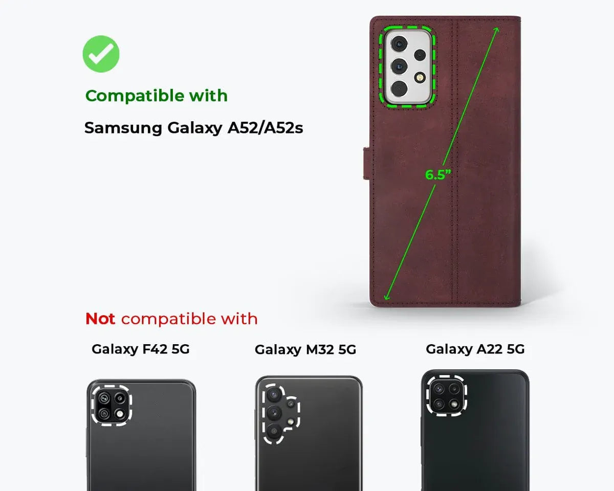 Snakehive Vintage Wallet Samsung Galaxy A52 - Vintage Leather Wallet Phone Case Samsung Galaxy A52 - Vintage Leather Wallet Phone Case