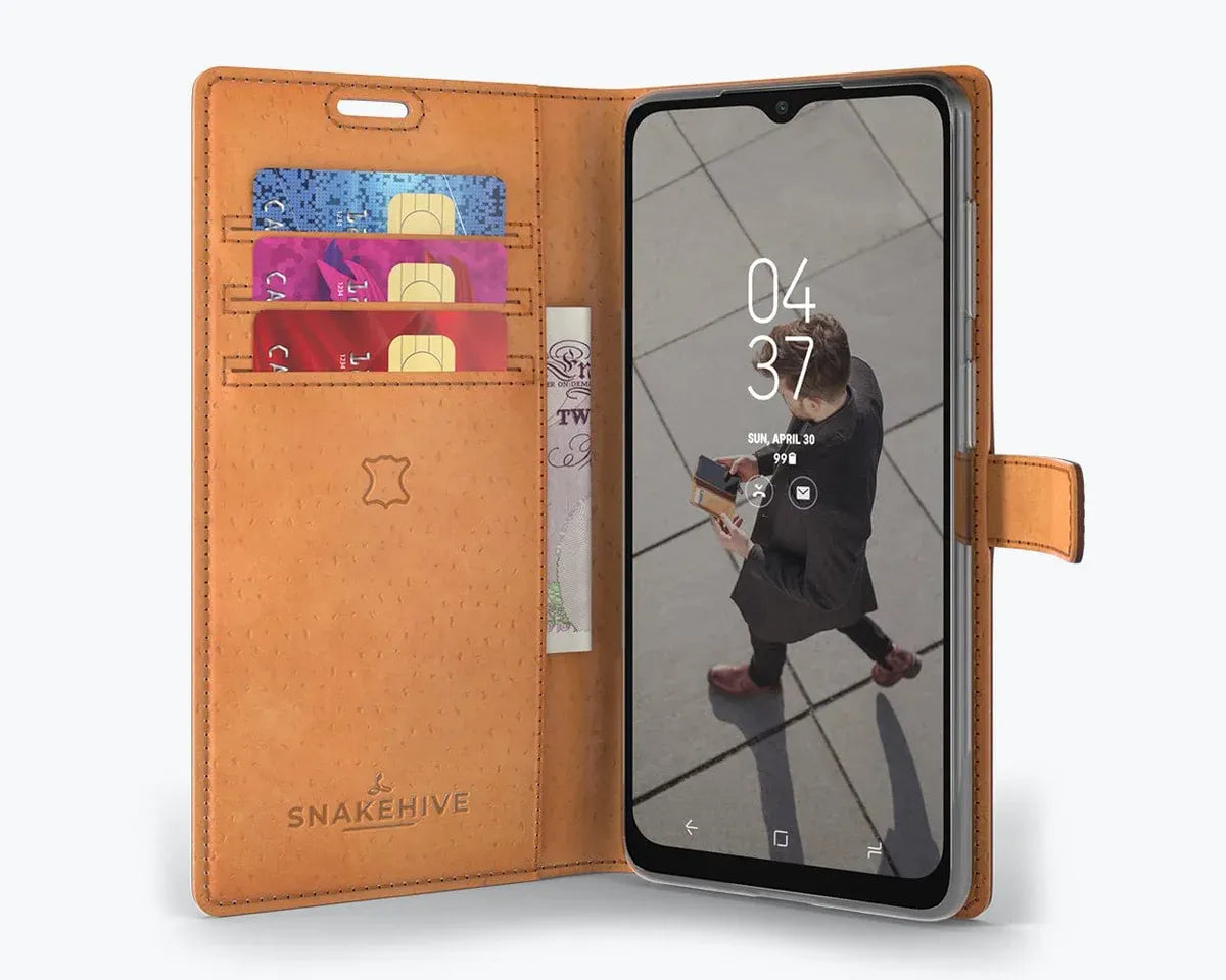 Snakehive UK Vintage Wallet Samsung Galaxy A12 - Vintage Leather Wallet Phone Case Vintage Leather Wallet Case for Samsung Galaxy A12