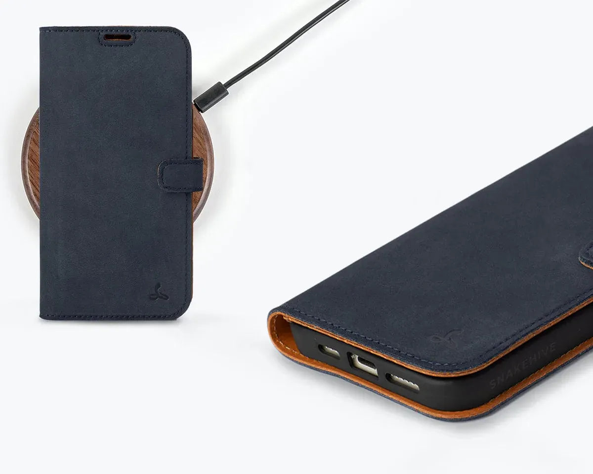Snakehive Vintage Wallet Apple iPhone 15 Plus - Vintage Leather Wallet Phone Case iPhone 15 Plus | Leather Wallet Case | Snakehive