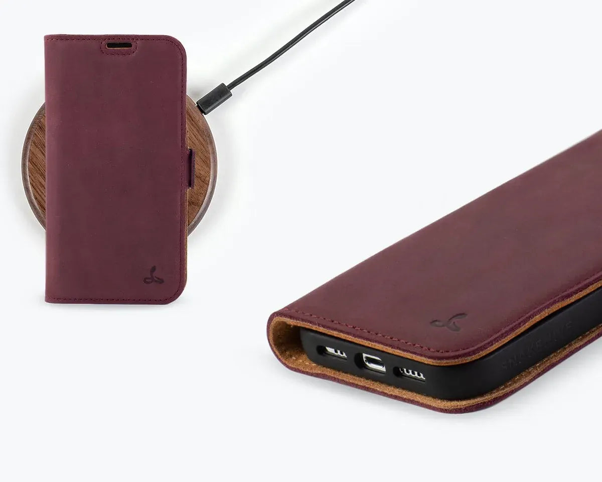 Snakehive Vintage Wallet Apple iPhone 15 Pro - Vintage Leather Wallet Phone Case (Side Clasp) Vintage Leather Wallet Case (Clasp) for Apple i15 Pro
