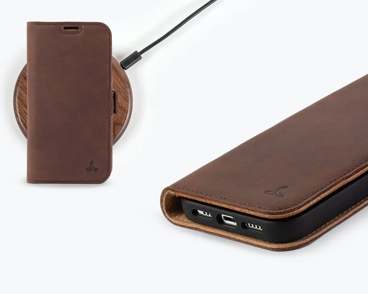 Snakehive Vintage Wallet Apple iPhone 15 Pro - Vintage Leather Wallet Phone Case (Side Clasp) Vintage Leather Wallet Case (Clasp) for Apple i15 Pro