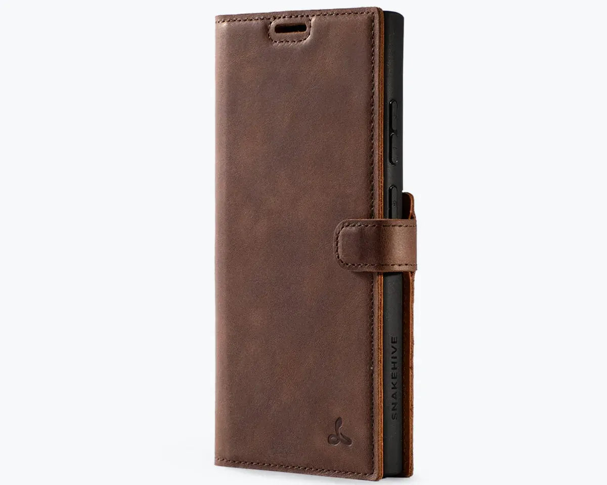 Snakehive Vintage Wallet Samsung Galaxy S25 Ultra - Vintage Leather Wallet Phone Case Vintage Leather Wallet Case for Samsung Galaxy S25 Ultra