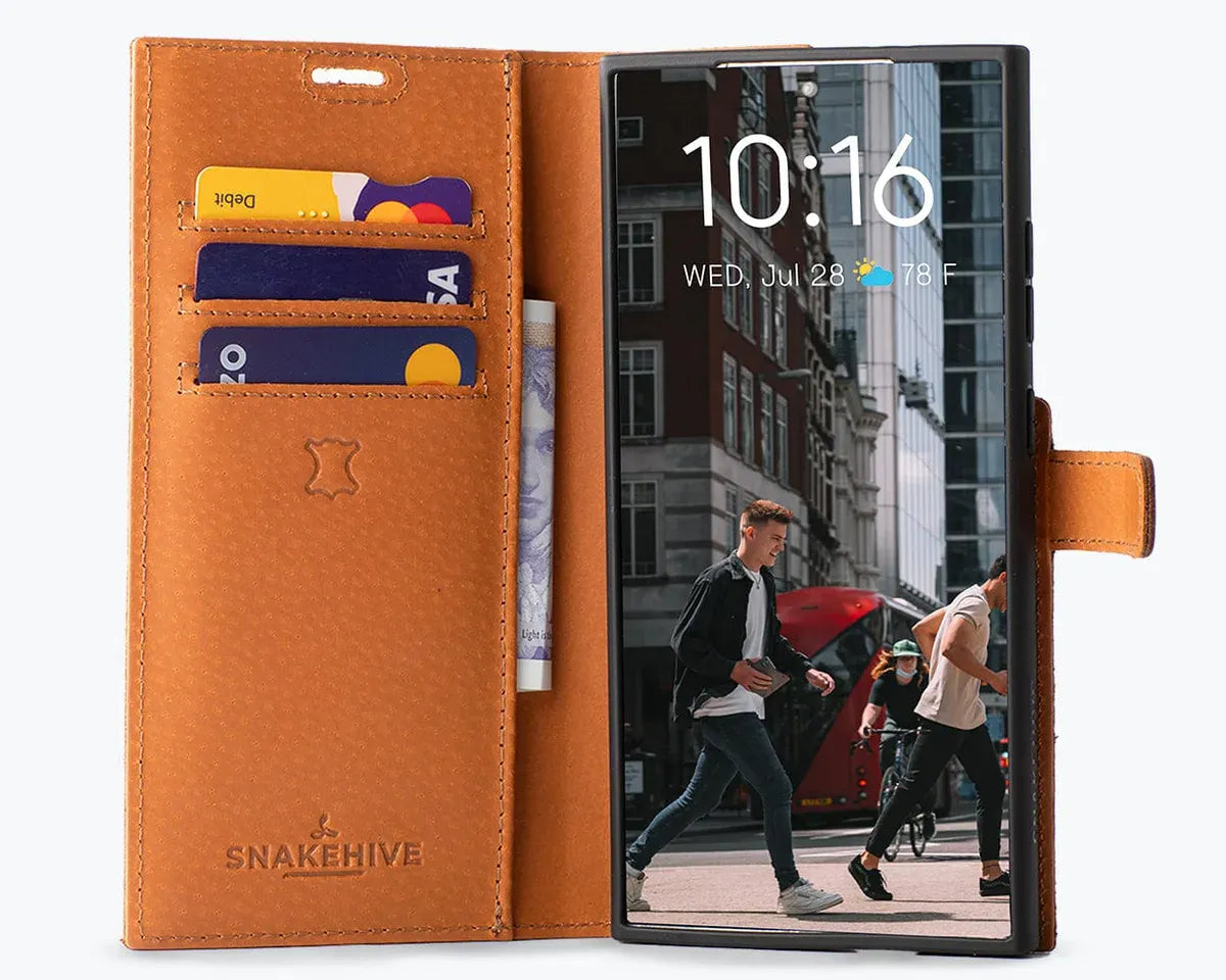 Snakehive Vintage Wallet Samsung Galaxy S24 Ultra - Vintage Leather Wallet Phone Case Vintage Leather Wallet Case for Samsung Galaxy S24 Ultra