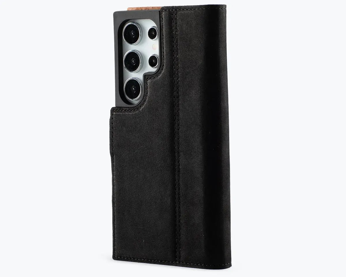 Snakehive Vintage Wallet Samsung Galaxy S24 Ultra - Vintage Leather Wallet Phone Case (Side Clasp) Vintage Leather Wallet Case (Clasp) for Samsung Galaxy S24 Ultra
