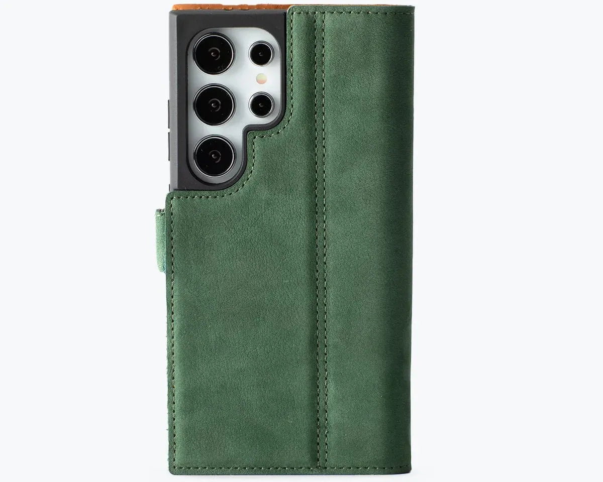 Snakehive Vintage Wallet Samsung Galaxy S24 Ultra - Vintage Leather Wallet Phone Case (Side Clasp) Vintage Leather Wallet Case (Clasp) for Samsung Galaxy S24 Ultra