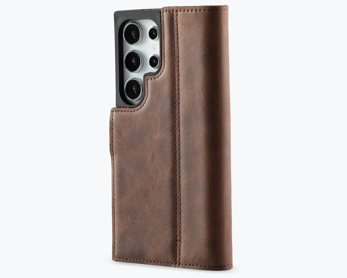 Snakehive Vintage Wallet Samsung Galaxy S24 Ultra - Vintage Leather Wallet Phone Case (Side Clasp) Vintage Leather Wallet Case (Clasp) for Samsung Galaxy S24 Ultra