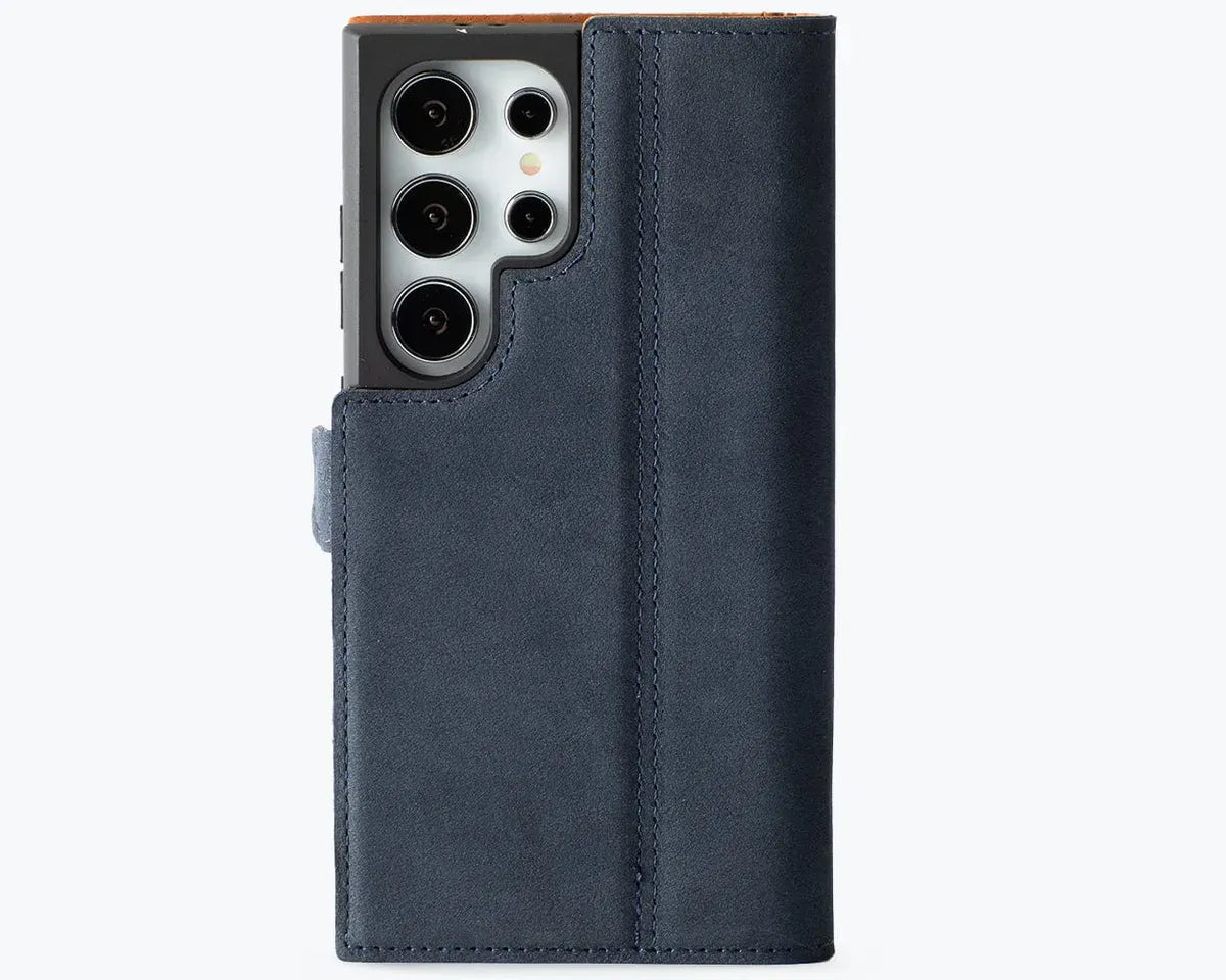 Snakehive Vintage Wallet Samsung Galaxy S24 Ultra - Vintage Leather Wallet Phone Case (Side Clasp) Vintage Leather Wallet Case (Clasp) for Samsung Galaxy S24 Ultra