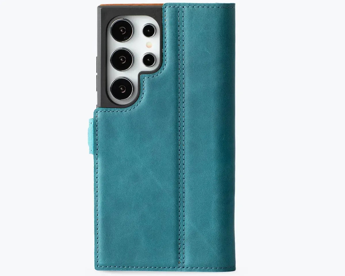 Snakehive Vintage Wallet Samsung Galaxy S24 Ultra - Vintage Leather Wallet Phone Case (Side Clasp) Vintage Leather Wallet Case (Clasp) for Samsung Galaxy S24 Ultra