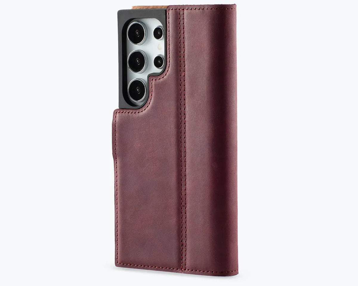 Snakehive Vintage Wallet Samsung Galaxy S24 Ultra - Vintage Leather Wallet Phone Case (Side Clasp) Vintage Leather Wallet Case (Clasp) for Samsung Galaxy S24 Ultra