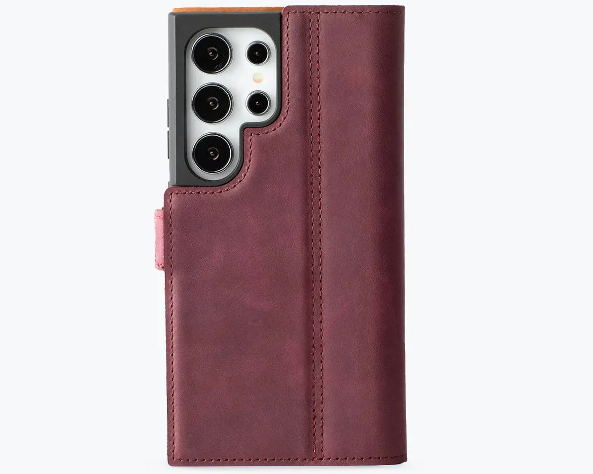 Snakehive Vintage Wallet Samsung Galaxy S24 Ultra - Vintage Leather Wallet Phone Case (Side Clasp) Vintage Leather Wallet Case (Clasp) for Samsung Galaxy S24 Ultra