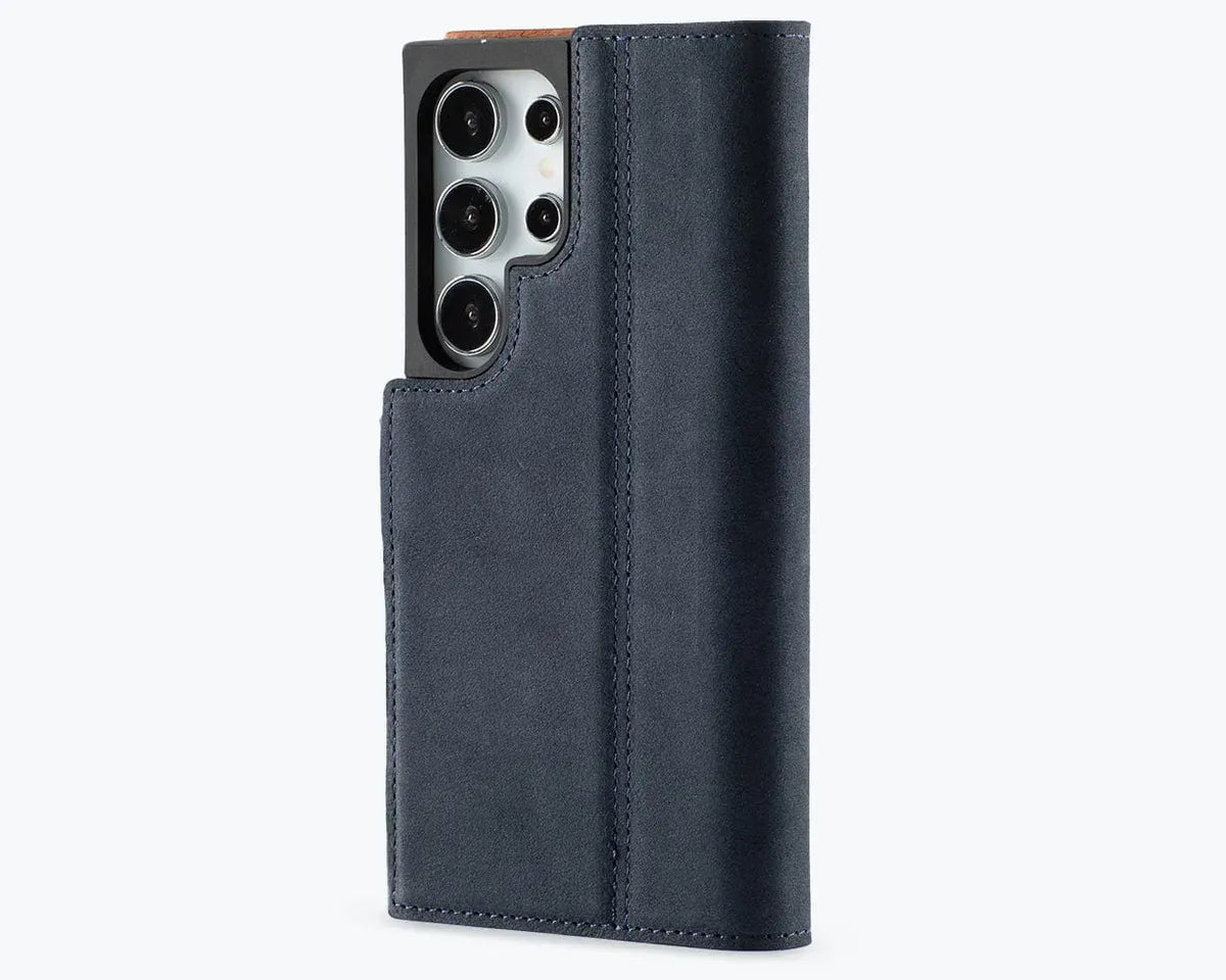 Snakehive Vintage Wallet Samsung Galaxy S24 Ultra - Vintage Leather Wallet Phone Case (Side Clasp) Vintage Leather Wallet Case (Clasp) for Samsung Galaxy S24 Ultra