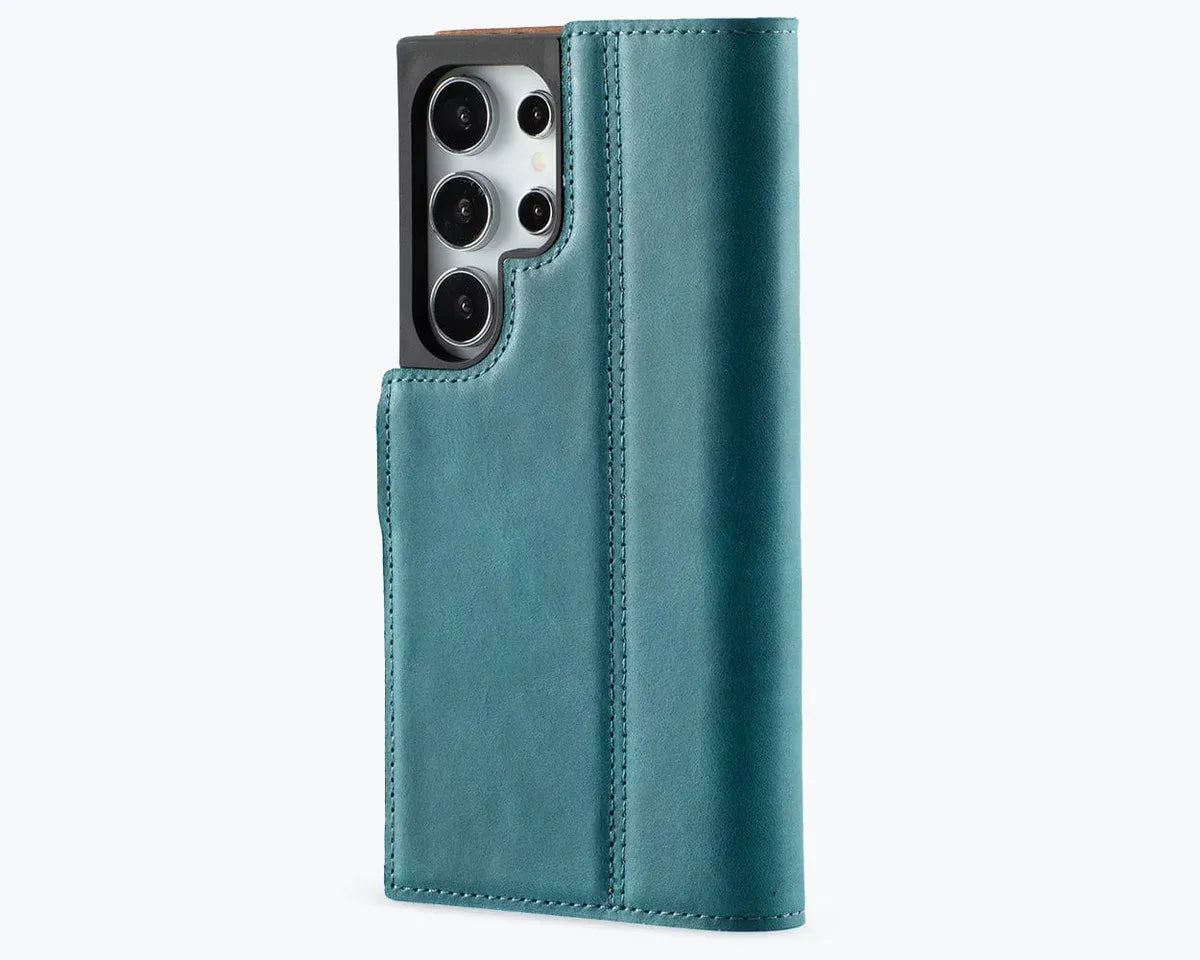 Snakehive Vintage Wallet Samsung Galaxy S24 Ultra - Vintage Leather Wallet Phone Case (Side Clasp) Vintage Leather Wallet Case (Clasp) for Samsung Galaxy S24 Ultra