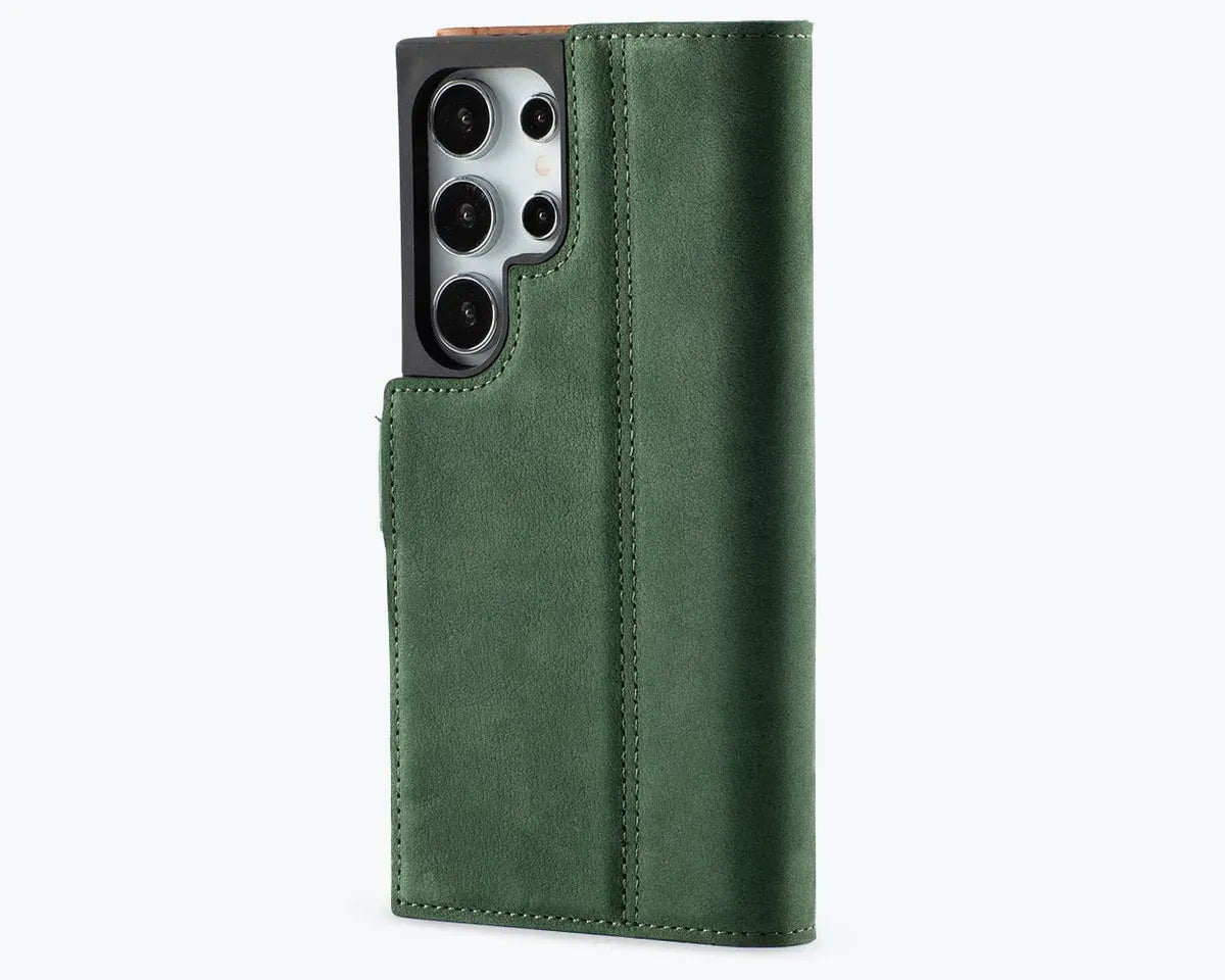 Snakehive Vintage Wallet Samsung Galaxy S24 Ultra - Vintage Leather Wallet Phone Case (Side Clasp) Vintage Leather Wallet Case (Clasp) for Samsung Galaxy S24 Ultra