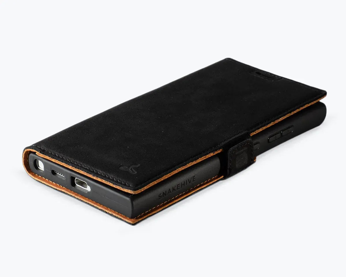 Snakehive Vintage Wallet Samsung Galaxy S24 Ultra - Vintage Leather Wallet Phone Case (Side Clasp) Vintage Leather Wallet Case (Clasp) for Samsung Galaxy S24 Ultra