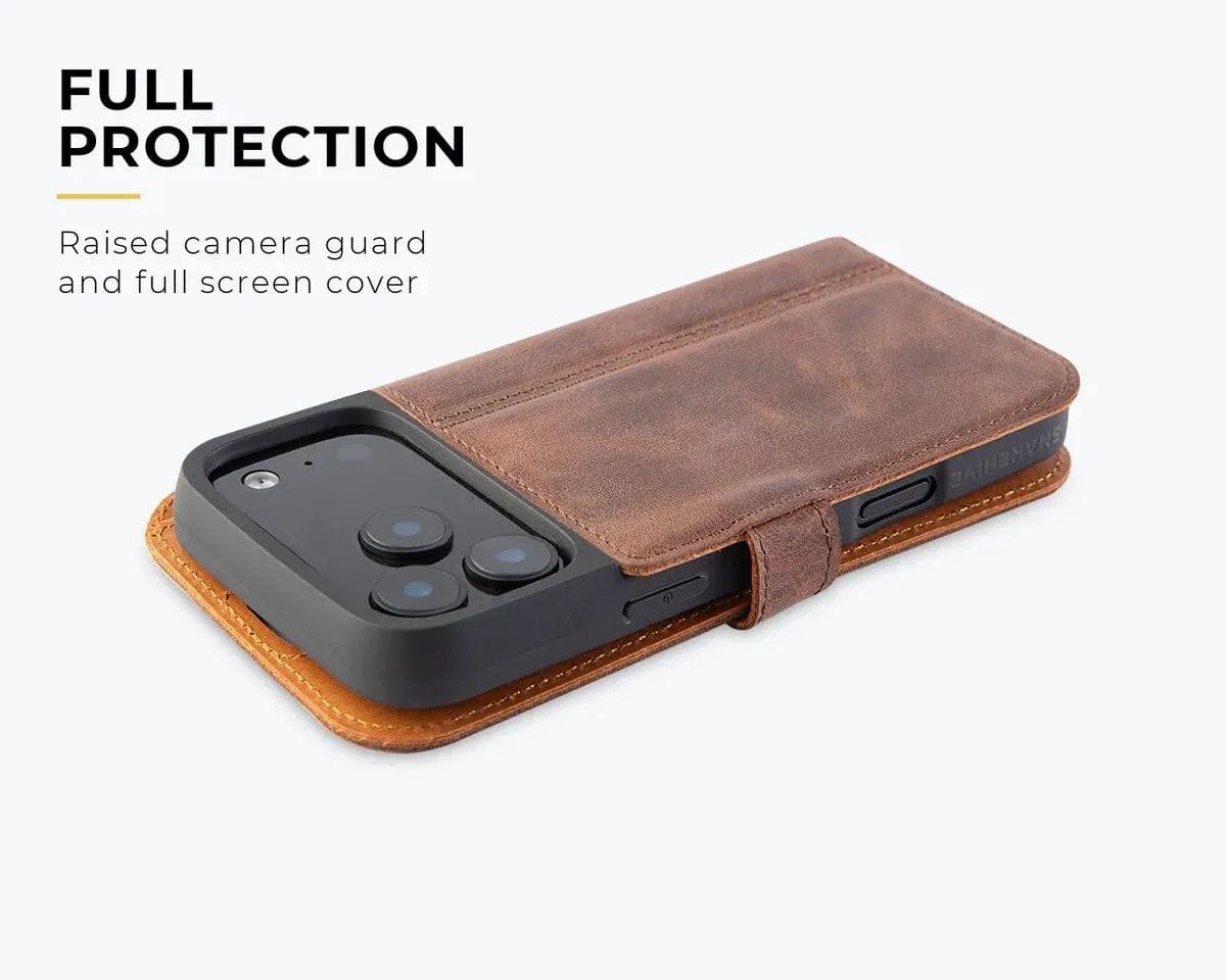 Snakehive Vintage Wallet Apple iPhone 17 Pro Max - Vintage Leather Wallet Phone Case Vintage Leather Wallet Case for Apple iPhone 17 Pro Max