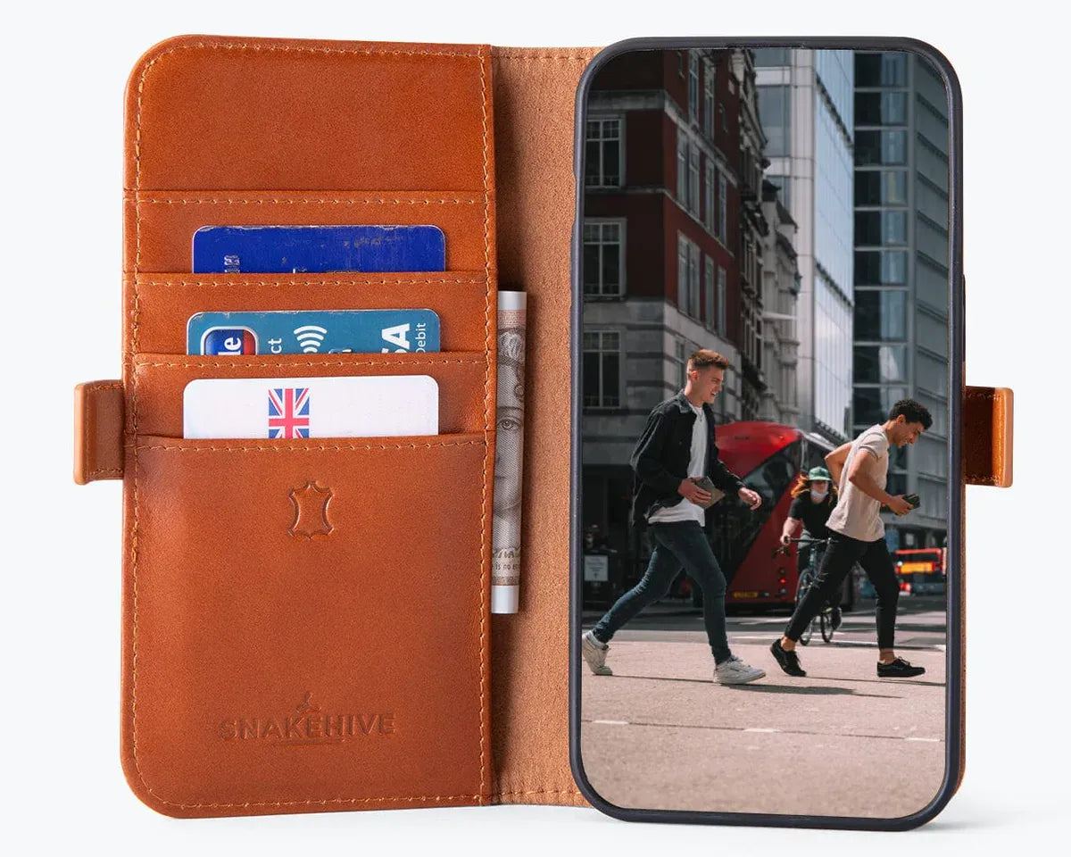 Snakehive UK Metro Wallet Apple iPhone 14 Pro Max - Metro Leather Wallet Phone Case Metro Leather Wallet Phone Case for Apple iPhone 14 Pro Max