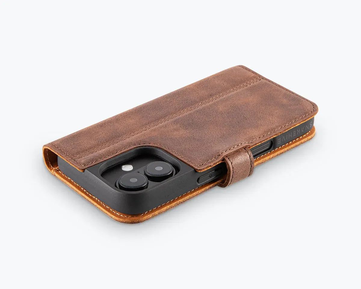 Snakehive Vintage Wallet Apple iPhone 16 - Vintage Leather Wallet Phone Case Vintage Leather Wallet Case for Apple iPhone 16