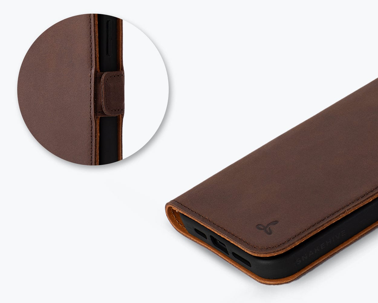 Apple Iphone 15 Plus Vintage Leather Wallet Slim Clasp - Snakehive UK