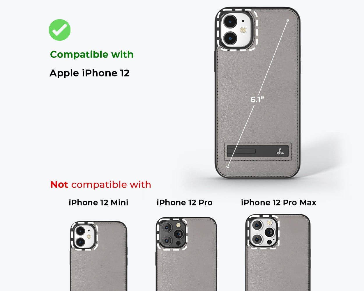 Apple iPhone 12 - Metro Leather Case Pebble Grey Apple iPhone 12 - Snakehive UK