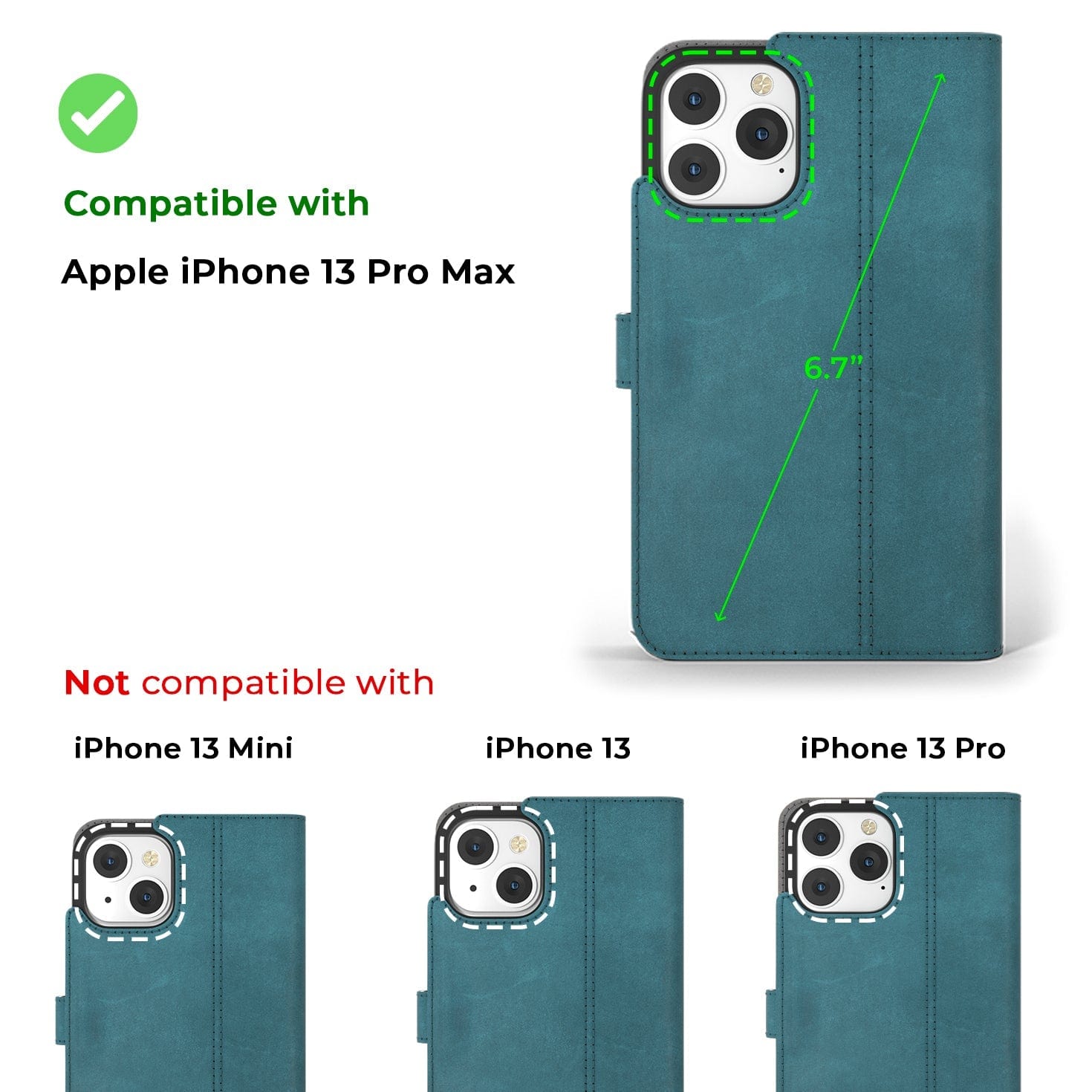 Apple iPhone 13 Pro Max - Vintage Leather Wallet Teal Apple iPhone 13 Pro Max - Snakehive UK