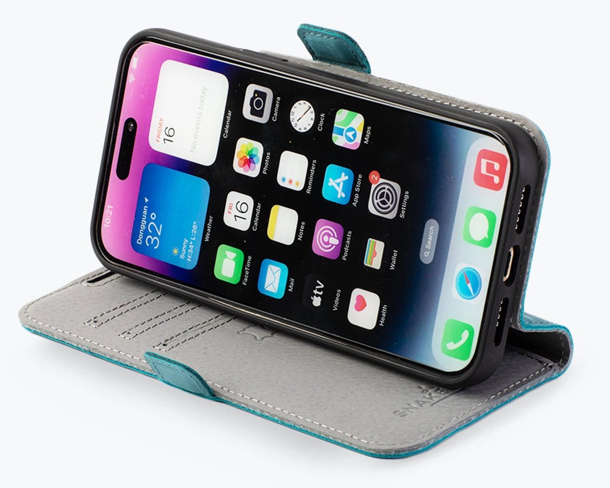 Apple iPhone 14 Pro Max - Vintage Leather Wallet (Side Clasp) Teal Apple iPhone 14 Pro Max - Snakehive UK