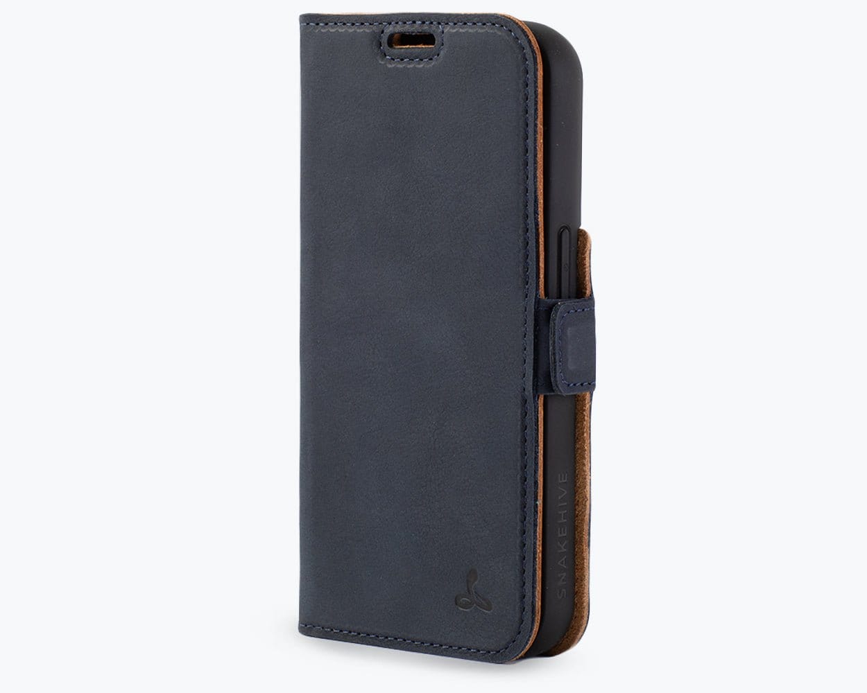 Apple iPhone 14 Pro - Vintage Leather Wallet (Side Clasp) Navy Apple iPhone 14 Pro - Snakehive UK