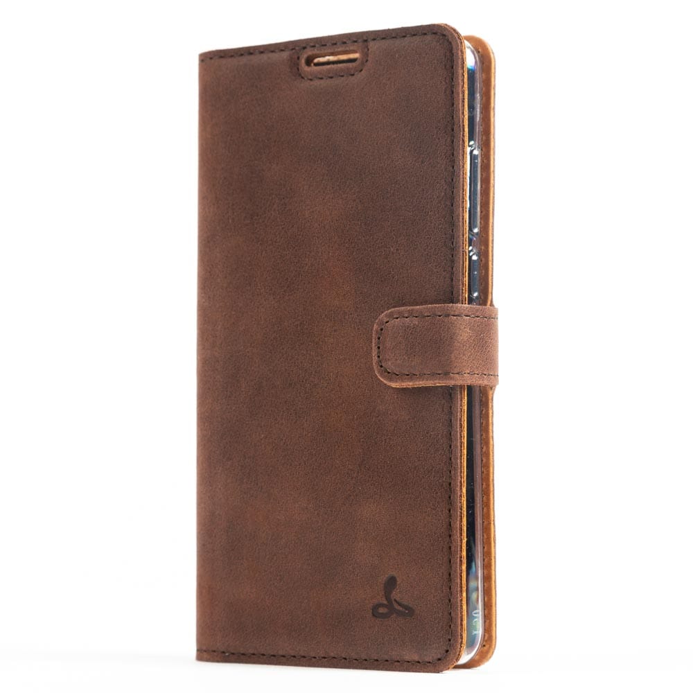Vintage Leather Wallet - Huawei P30 Chestnut Brown Huawei P30 - Snakehive UK