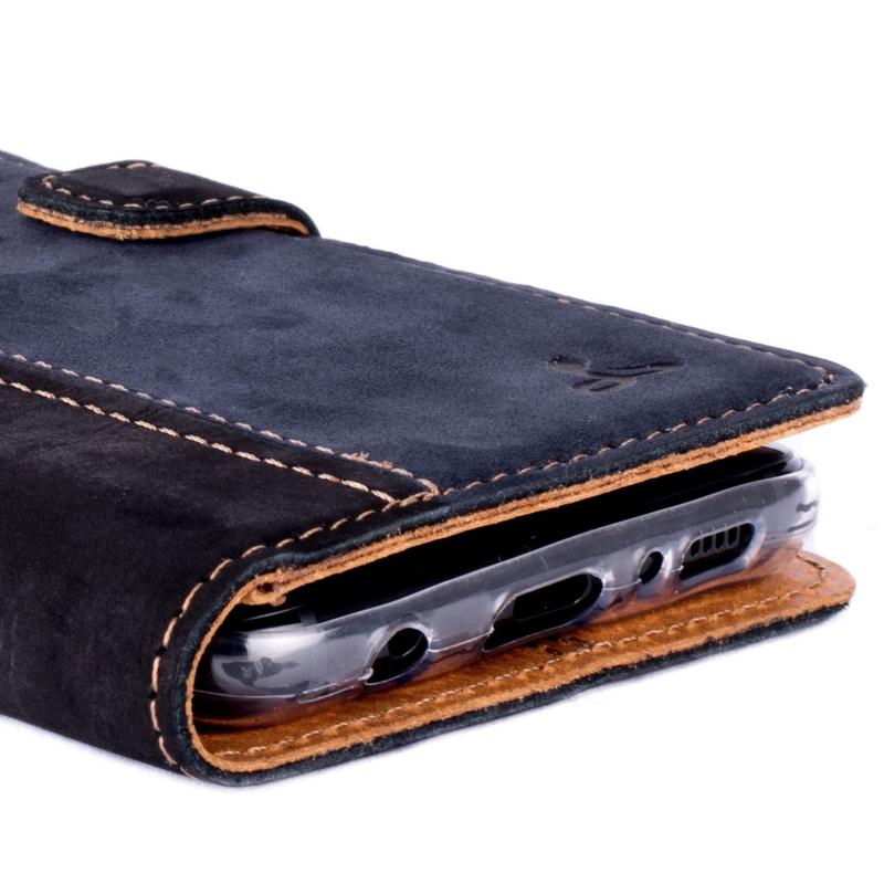 Vintage Two Tone Leather Wallet - Samsung Galaxy S8 Plus TT Black/Plum Samsung Galaxy S8 Plus - Snakehive UK