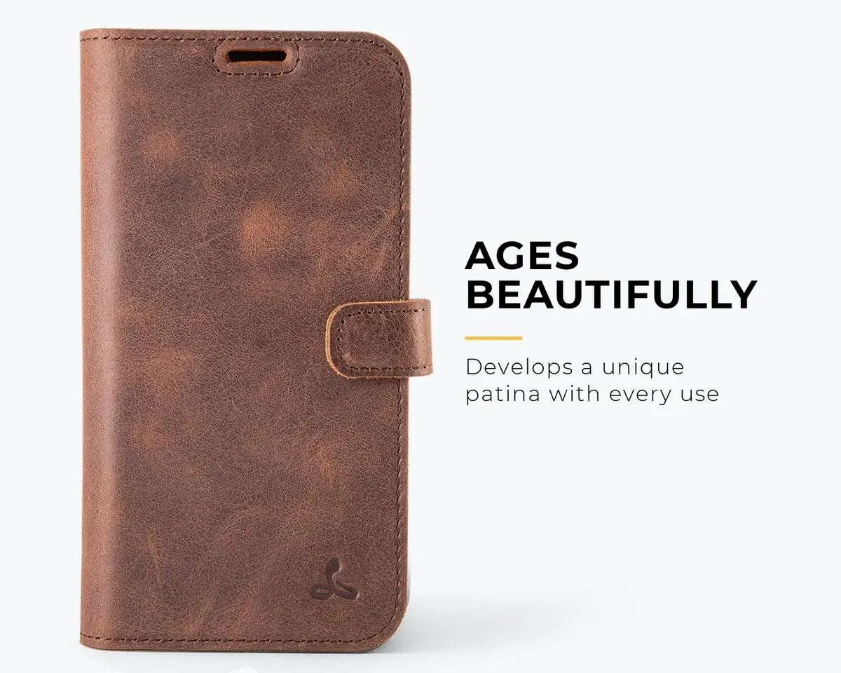 Snakehive Vintage Wallet Apple iPhone 16 - Vintage Leather Wallet Phone Case Vintage Leather Wallet Case for Apple iPhone 16