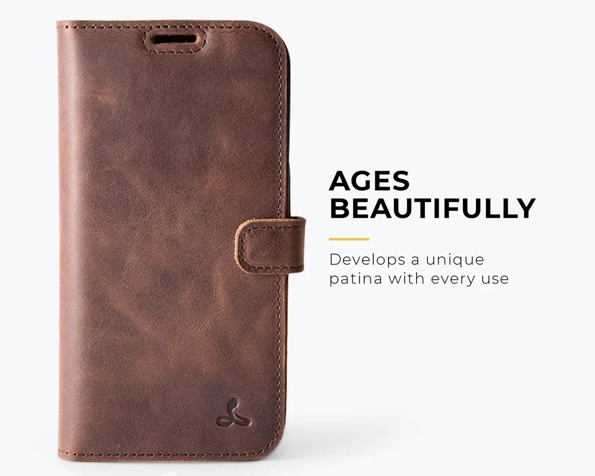 Snakehive Vintage Wallet Apple iPhone 16 Pro - Vintage Leather Wallet Phone Case Vintage Leather Wallet Case for Apple iPhone 16 Pro