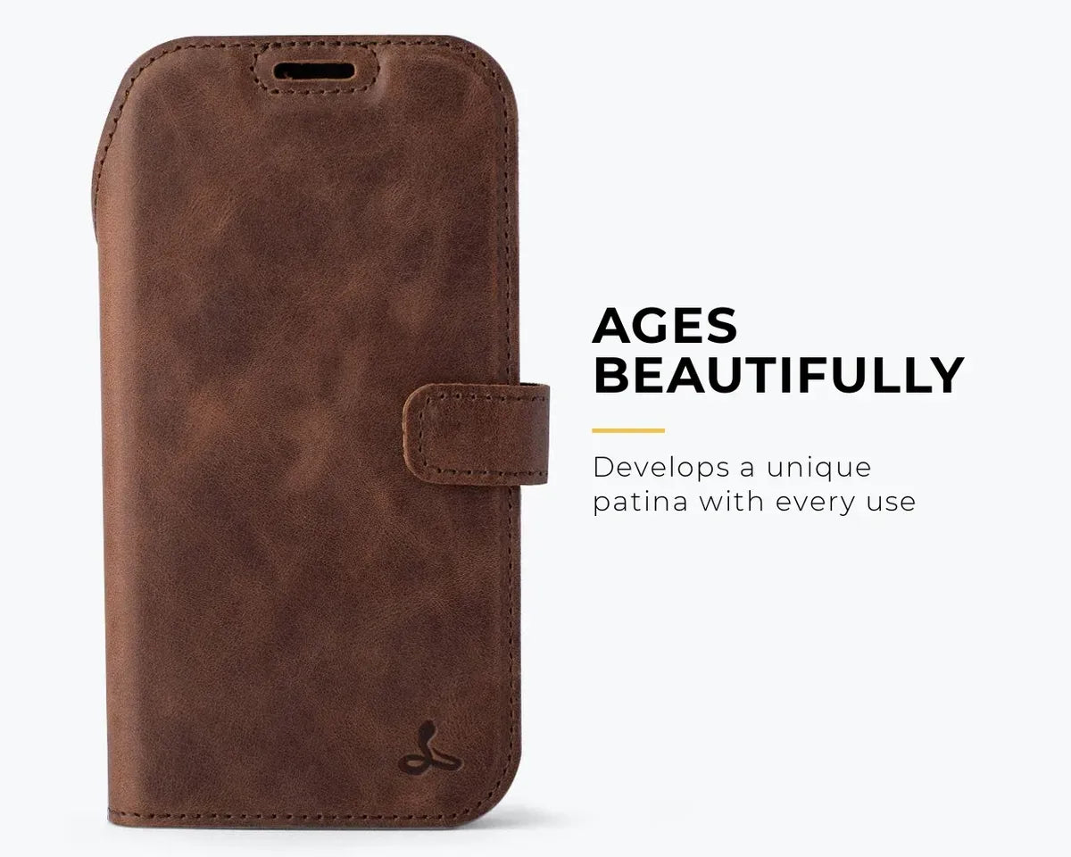 Snakehive Vintage Wallet Apple iPhone 17 Pro - Vintage Leather Wallet Phone Case Vintage Leather Wallet Case for Apple iPhone 17 Pro