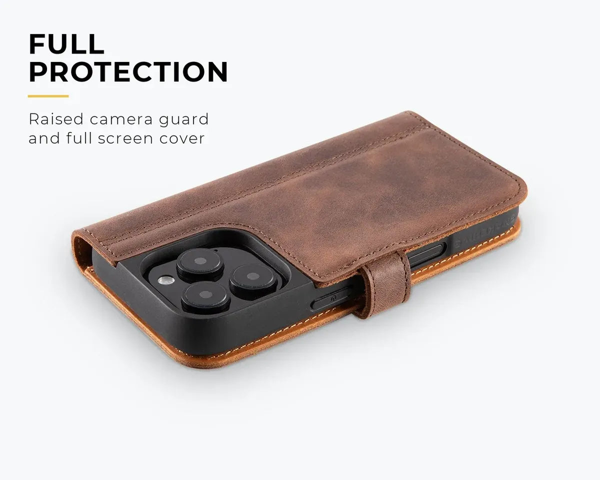 Snakehive Vintage Wallet Apple iPhone 16 Pro - Vintage Leather Wallet Phone Case Vintage Leather Wallet Case for Apple iPhone 16 Pro