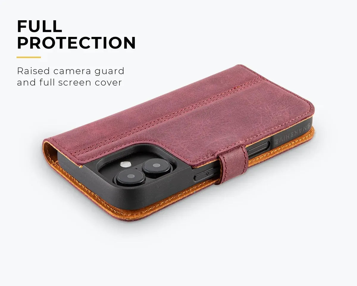 Snakehive Vintage Wallet Apple iPhone 16 - Vintage Leather Wallet Phone Case Vintage Leather Wallet Case for Apple iPhone 16