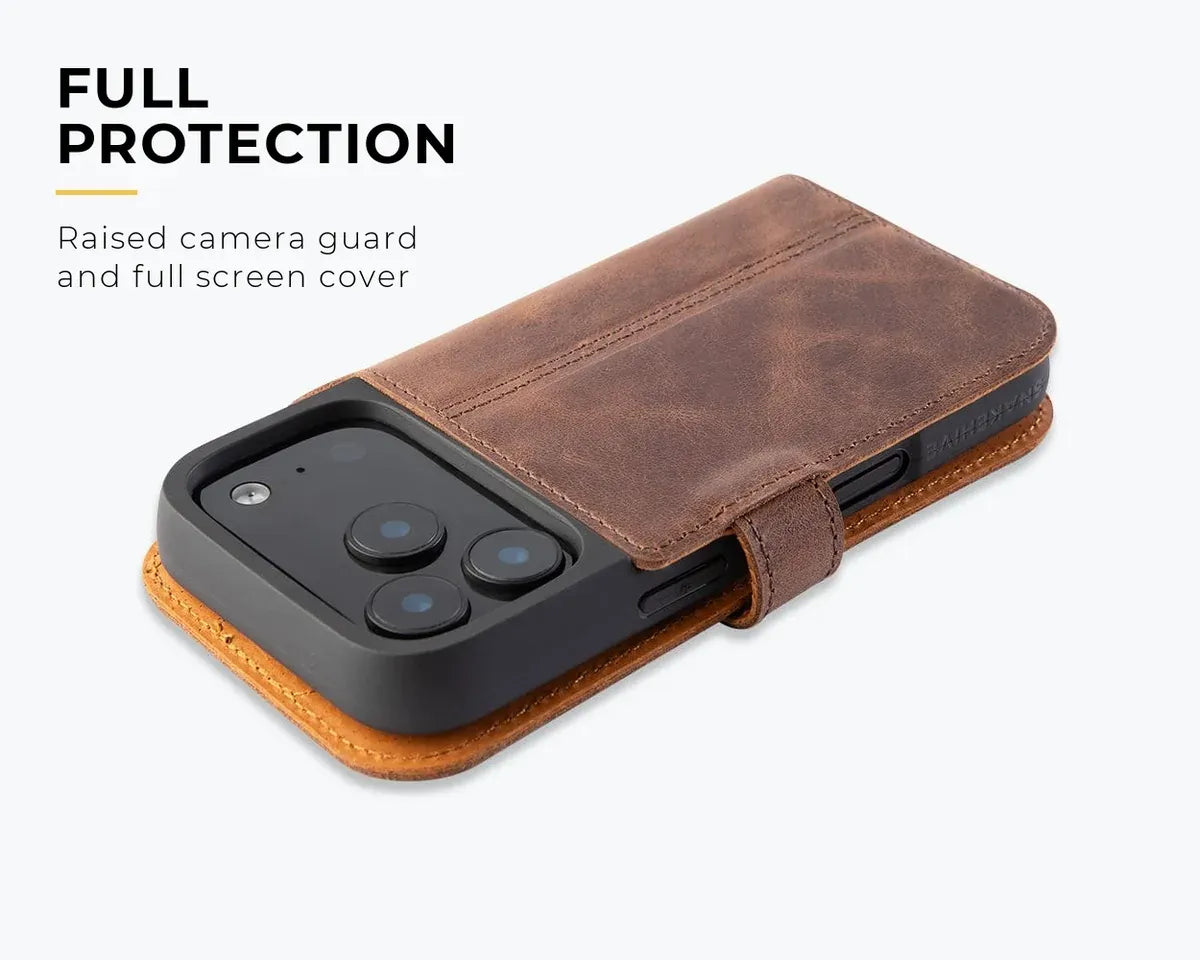 Snakehive Vintage Wallet Apple iPhone 17 Pro - Vintage Leather Wallet Phone Case Vintage Leather Wallet Case for Apple iPhone 17 Pro