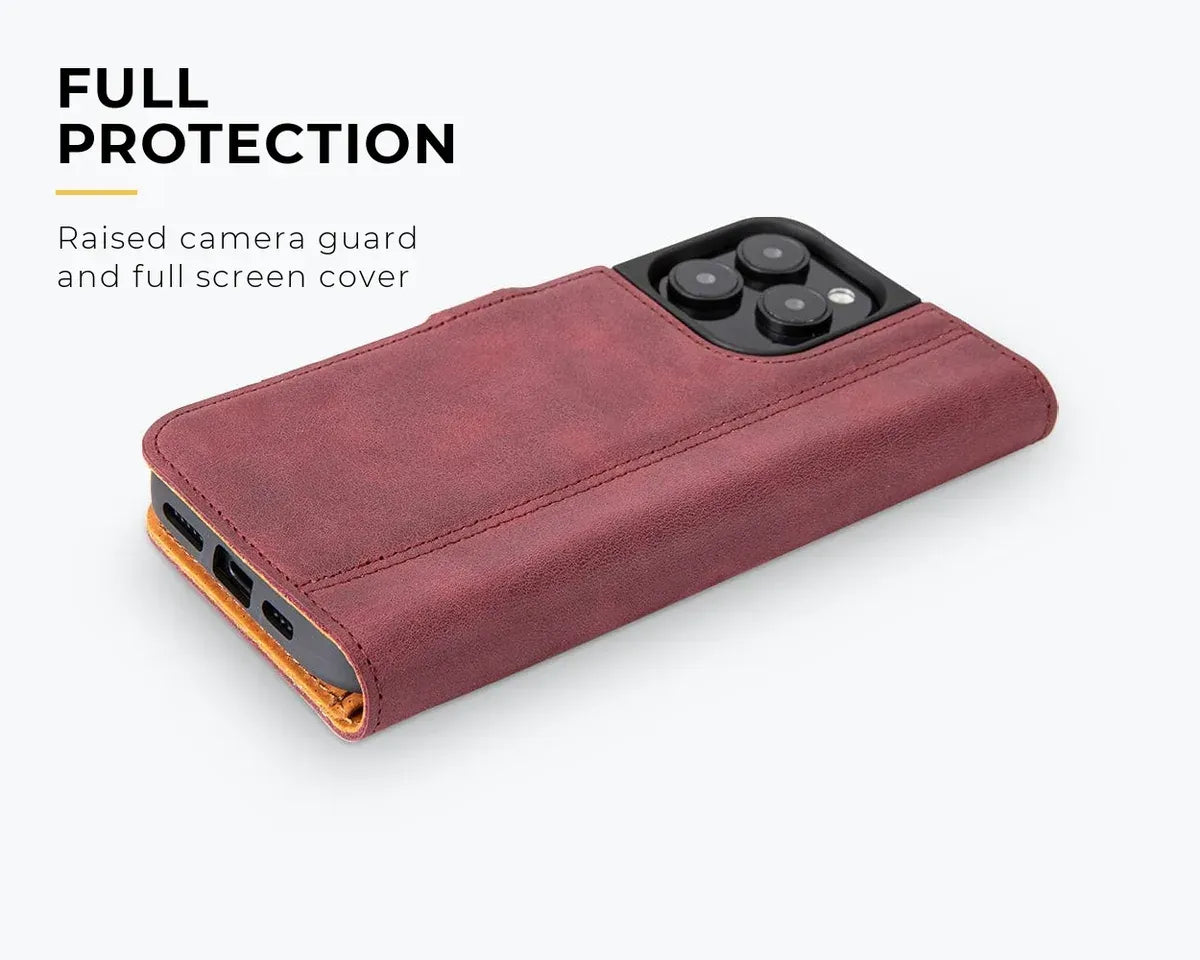 Snakehive Vintage Wallet Apple iPhone 16 Pro - Vintage Leather Wallet Phone Case Vintage Leather Wallet Case for Apple iPhone 16 Pro